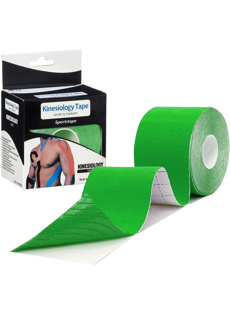 كينيسيولوجي Kinesiology-شريط لاصق مرن داعم للعضلات للرياضة والعلاج الطبيعي، 5 سم×5 م، أخضر - Image 1